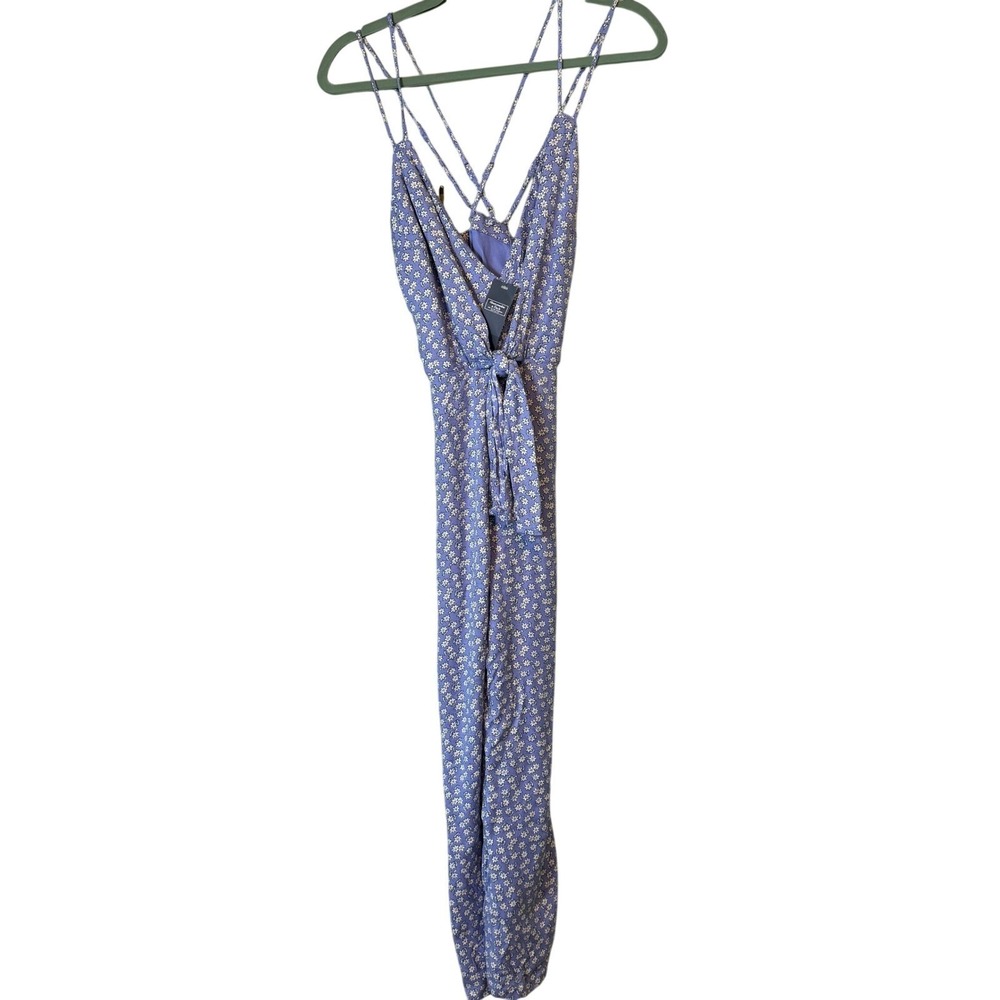 NWT Abercrombie & Fitch Small Floral Jumpsuit Blue White Cottagecore Summer Wide